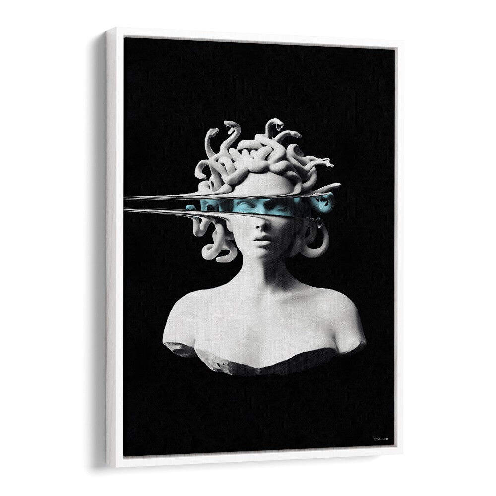 Captivating PORTRAIT OF MEDUSA, ALTERED ART PRINTS by UNDERDOTT features a striking design with a modern twist.