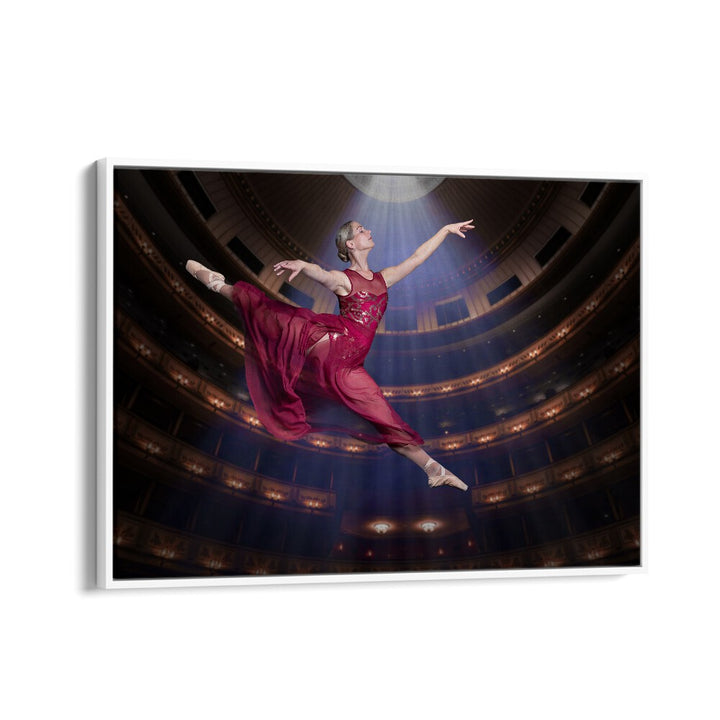 Elegant ballerina in red soaring gracefully, showcasing the beauty of dance in BALLERINA ROUGE, PHOTOGRAPHY PRINTS.