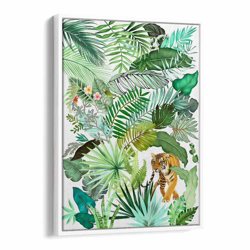 JUNGLE TIGER IV , FLORAL FLOWER PAINTINGS