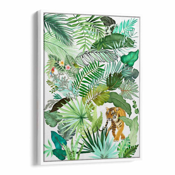 JUNGLE TIGER IV , FLORAL FLOWER PAINTINGS
