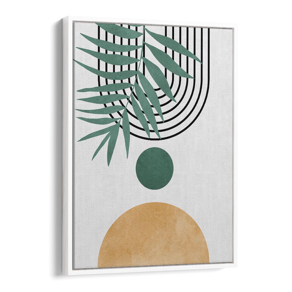 Stylish LEAVES V, BOHO ART PAINTINGS combining watercolor leaves and abstract shapes for modern decor elegance.