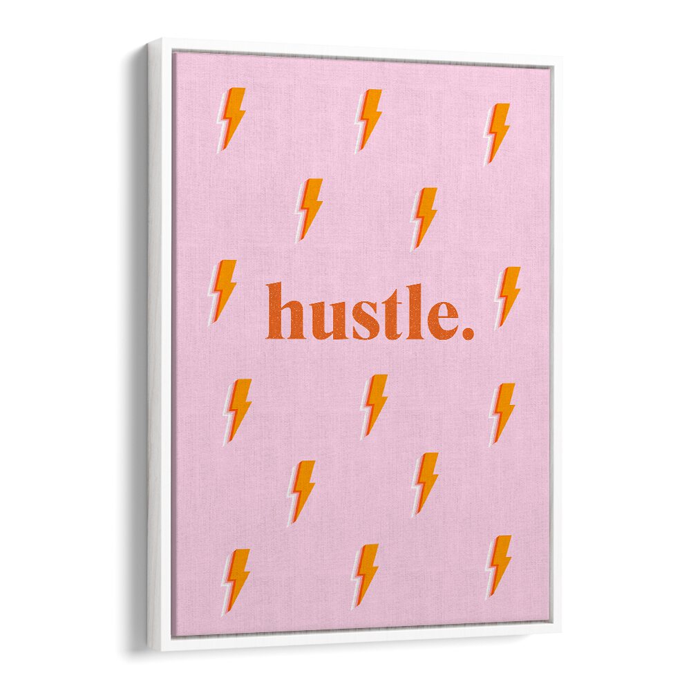 Bright pink HUSTLE, FASHION POSTERS featuring bold lightning designs, perfect for stylish home or office decor.