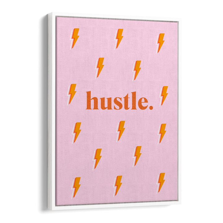 Bright pink HUSTLE, FASHION POSTERS featuring bold lightning designs, perfect for stylish home or office decor.