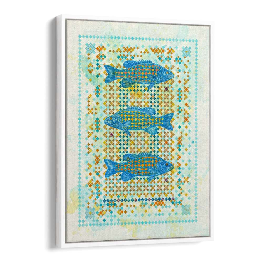 Vibrant blue fish in an artistic pattern featured in FISH LIKE YOU AND ME II, ANIMAL PAINTINGS for your decor.
