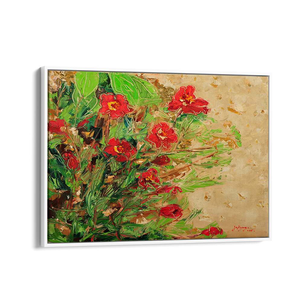 Vibrant red flowers in MARIGOLD CANVAS III, FLORAL FLOWER PAINTINGS bring life to any space. Perfect for floral lovers.