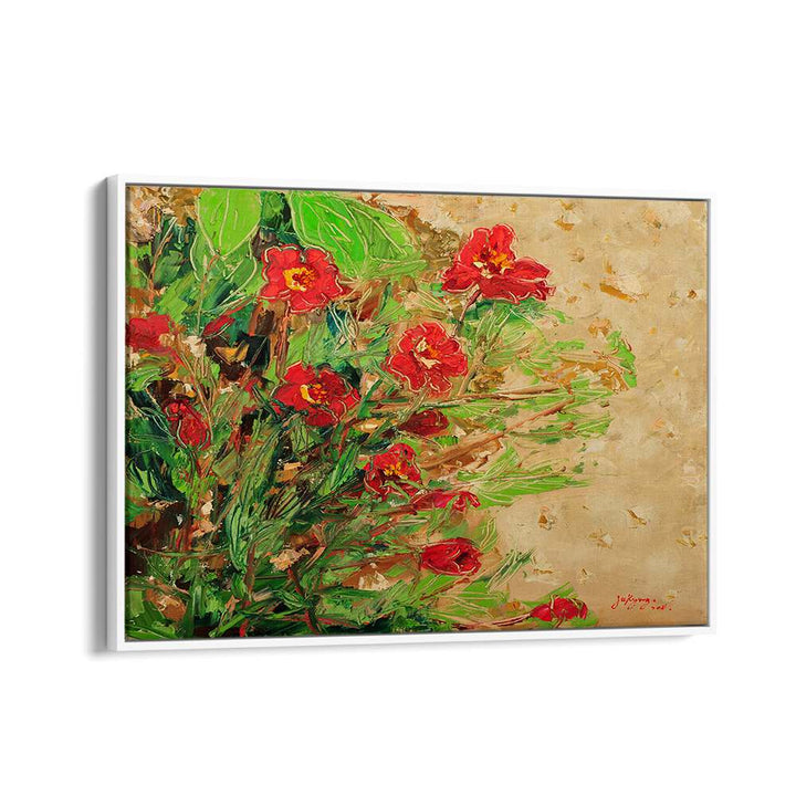 Vibrant red flowers in MARIGOLD CANVAS III, FLORAL FLOWER PAINTINGS bring life to any space. Perfect for floral lovers.