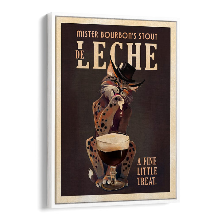 Quirky BOURBON CAT, BAR art featuring a stylish feline enjoying a drink, perfect for cat and beer lovers alike.