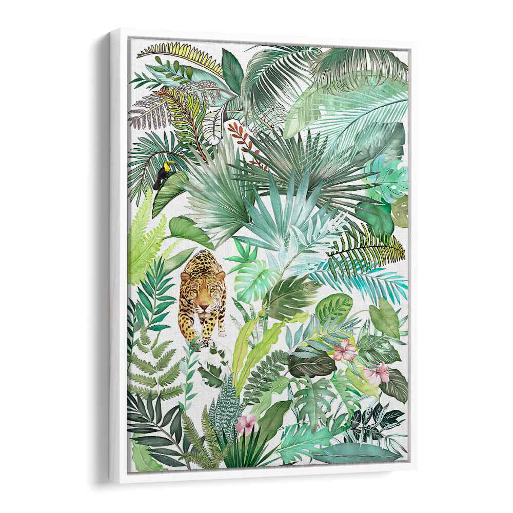 JUNGLE LEOPARD III , FLORAL FLOWER PAINTINGS