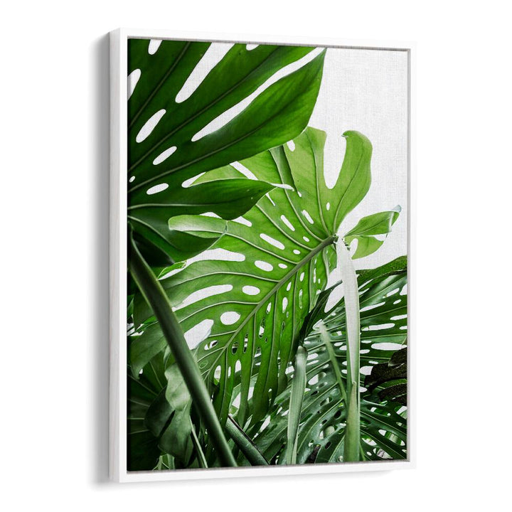 Lush green leaves highlight the JUNGLE, FLORAL FLOWER PAINTINGS, bringing nature’s beauty into your space.