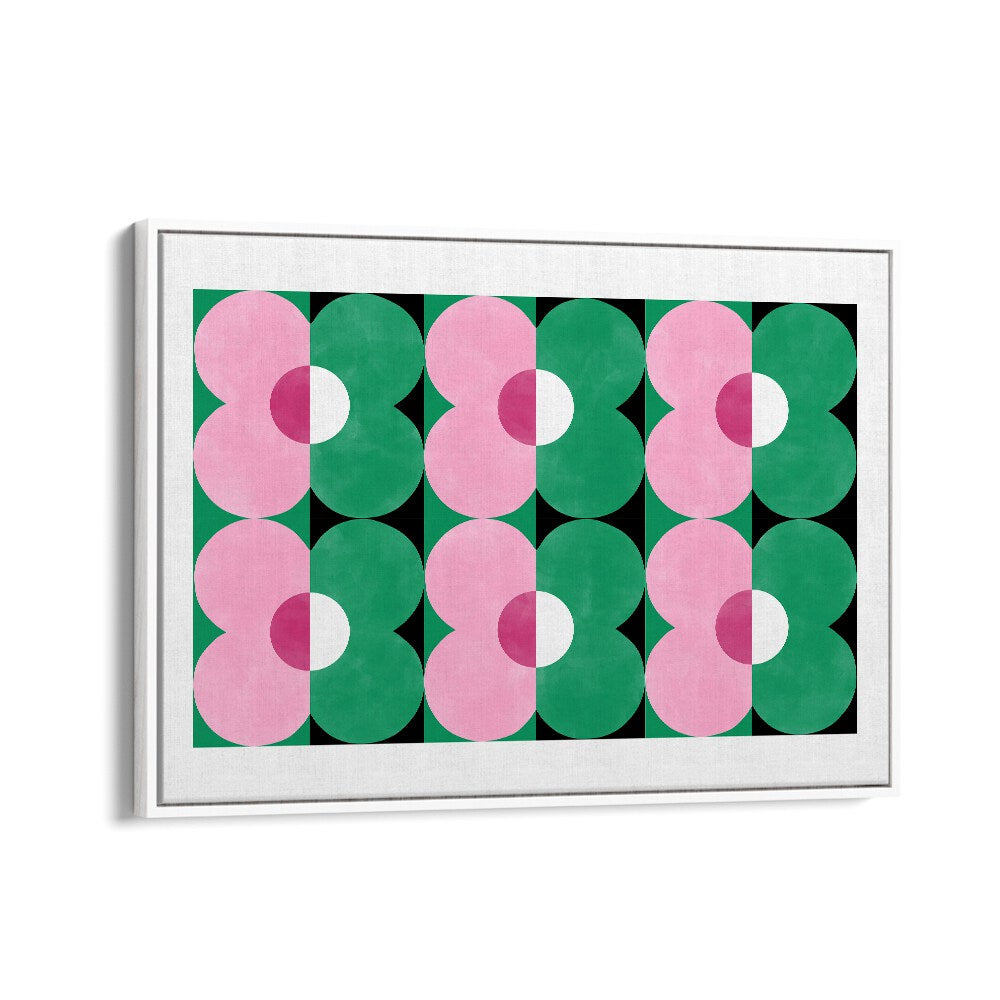 Vibrant GREEN & pink flowers art print by Elena Ristova, perfect for enhancing your space with nature's beauty.