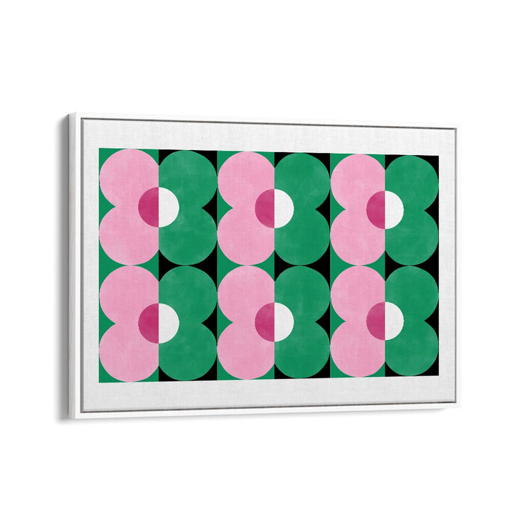 Vibrant GREEN & pink flowers art print by Elena Ristova, perfect for enhancing your space with nature's beauty.