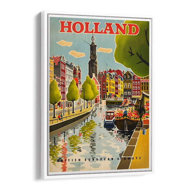 HOLLAND I, VINTAGE TRAVEL POSTERS showcase charming canal scenes and iconic architecture of the Netherlands.