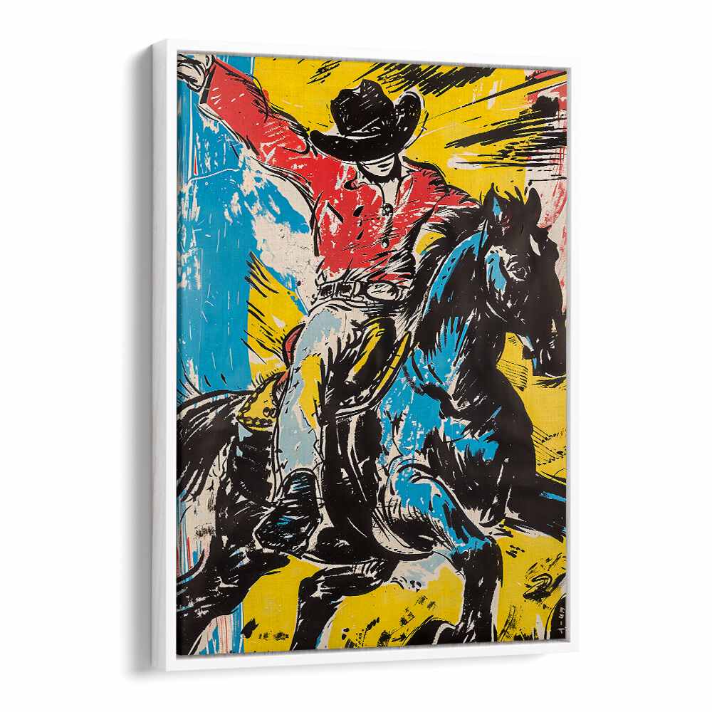 Vibrant RODEO, COWBOY painting capturing the spirit of adventure and outdoor excitement for modern Americana decor.