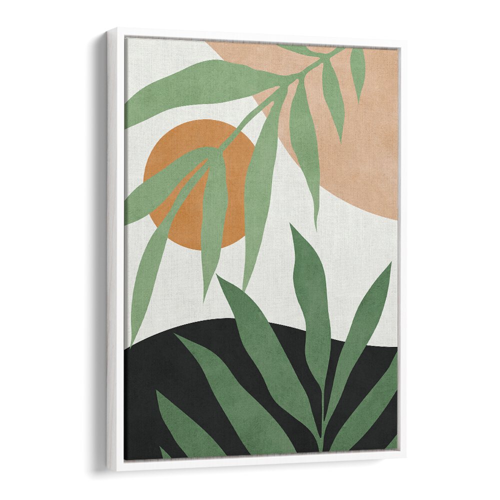 Vibrant TROPICAL IV, BOHO ART PAINTINGS showcasing lush leaves and warm tones, perfect for home decor.
