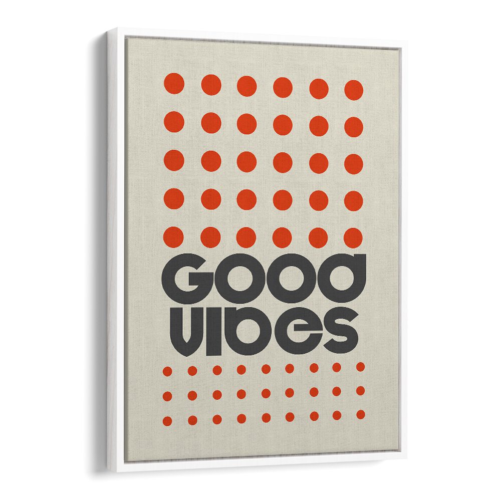 Bright GOOD VIBES ORANGE, QUOTES poster featuring bold typography, perfect for uplifting any space.