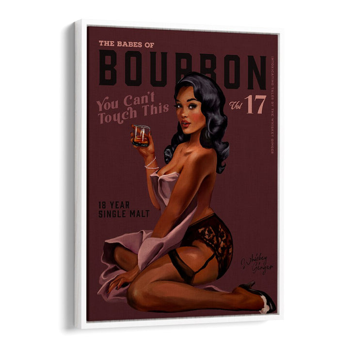Retro pin-up art piece, "BABES OF BOURBON III, BAR," perfect for enhancing your bar aesthetic and home decor.
