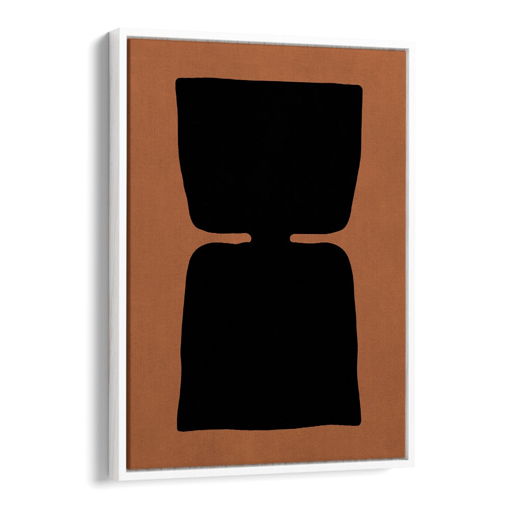 Stylish TRIBAL SHAPES XIX, GEOMETRIC ART PRINTS featuring bold black shapes on a warm background for modern decor.