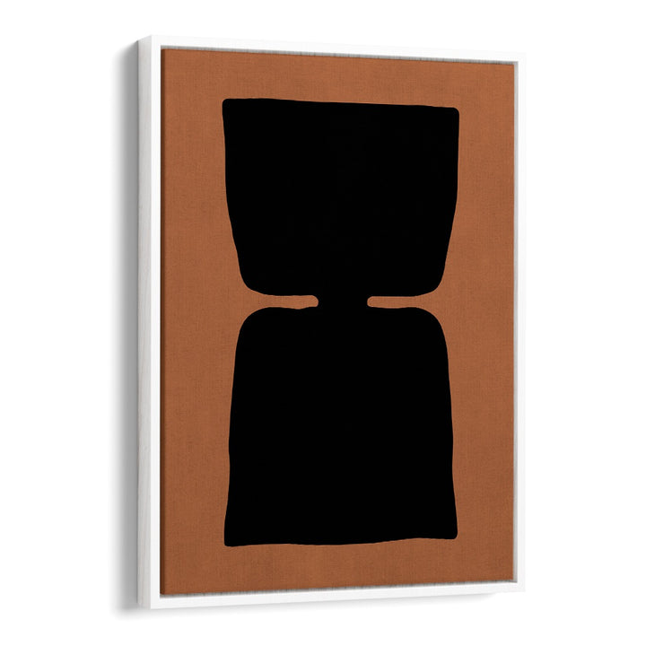 Stylish TRIBAL SHAPES XIX, GEOMETRIC ART PRINTS featuring bold black shapes on a warm background for modern decor.
