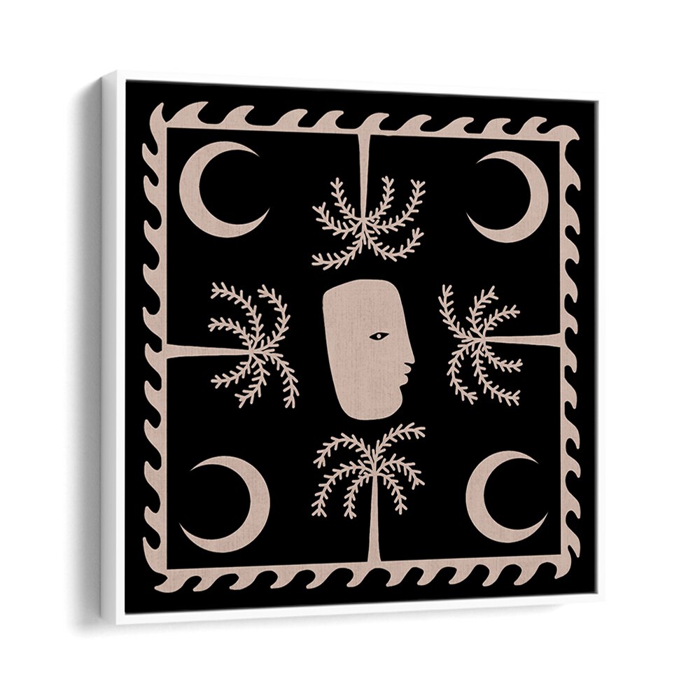 CELESTIAL I, BOHO ART PAINTINGS features a unique design with moons and foliage, perfect for elegant decor.