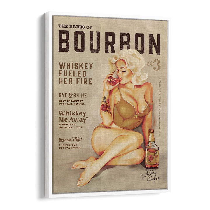 Vintage pin-up art featuring a seductive BOURBON GIRL, BAR decor perfect for enhancing your space with charm.