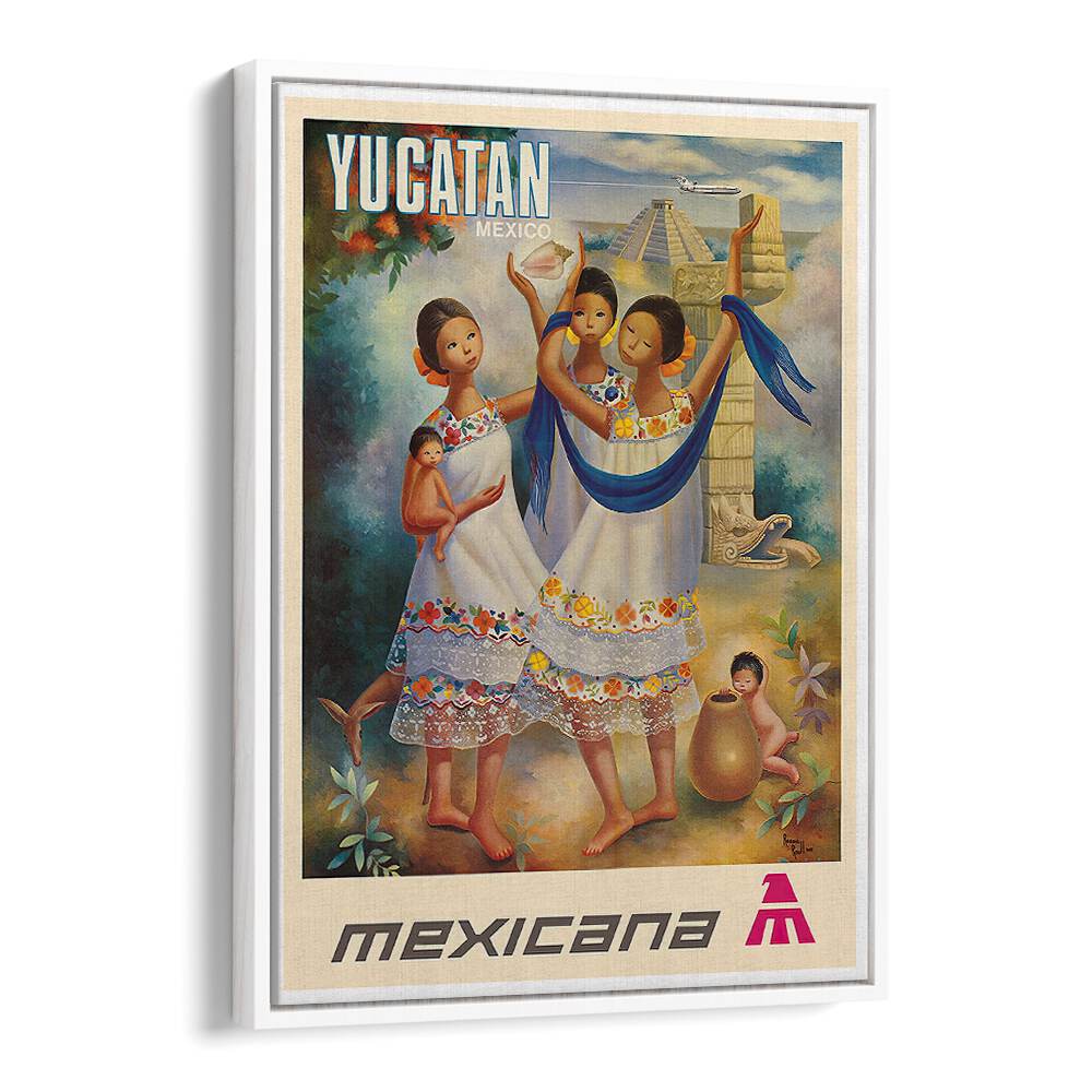 Vibrant MEXICANA YUCATAN, VINTAGE TRAVEL POSTERS showcasing the rich culture and landscapes of Mexico's Yucatan Peninsula.