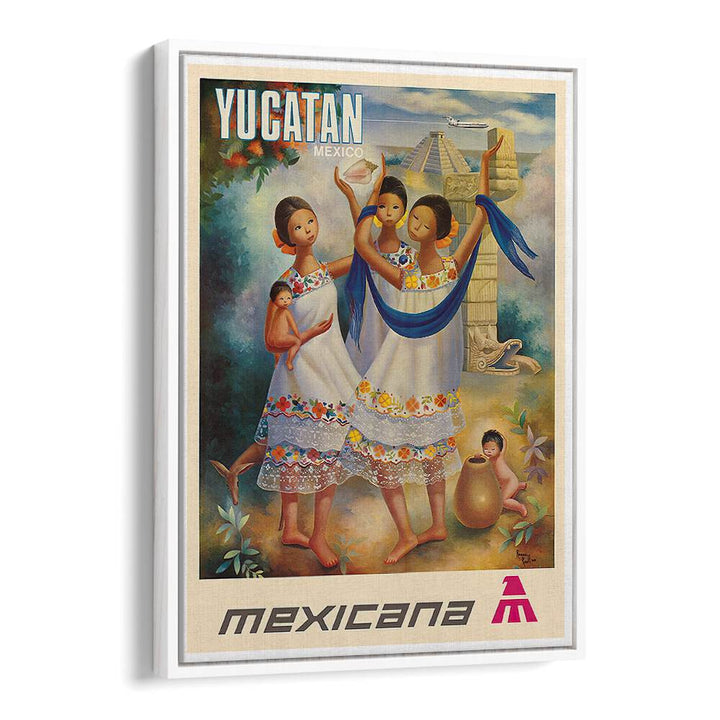 Vibrant MEXICANA YUCATAN, VINTAGE TRAVEL POSTERS showcasing the rich culture and landscapes of Mexico's Yucatan Peninsula.