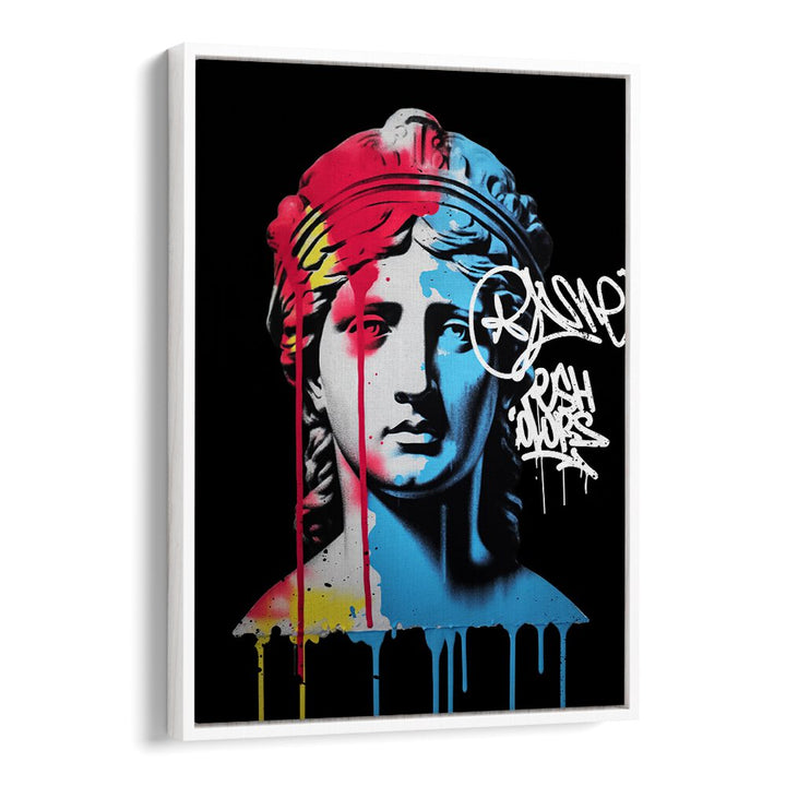 VANDAL NEMESIS, ALTERED ART PRINTS showcase a vibrant blend of graffiti and classic sculpture by DIKHOTOMY.