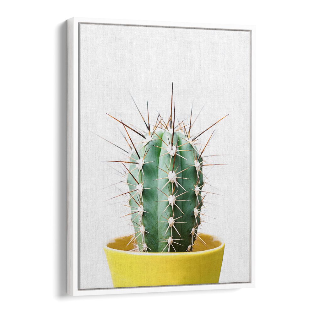 Vibrant SPIKEY CACTUS in a yellow pot, showcasing stunning floral flower paintings for your garden decor.