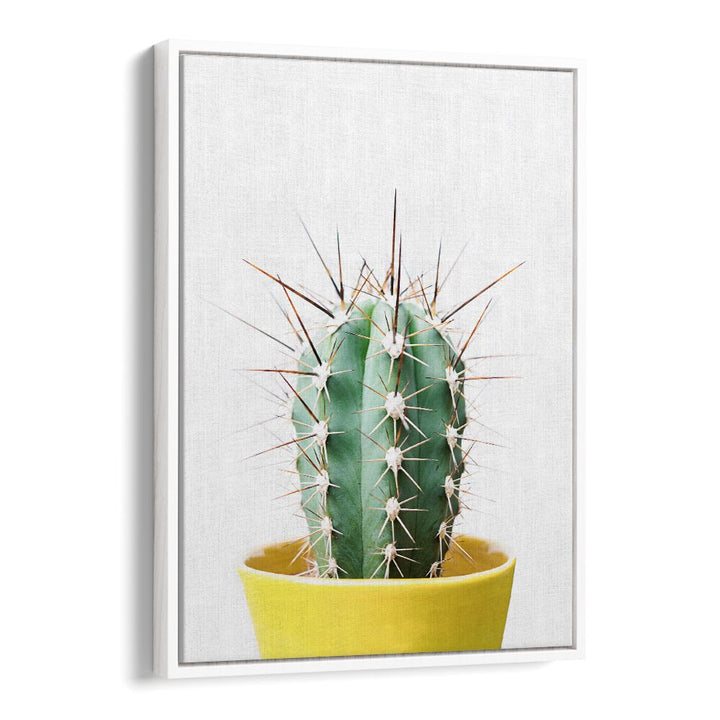 Vibrant SPIKEY CACTUS in a yellow pot, showcasing stunning floral flower paintings for your garden decor.