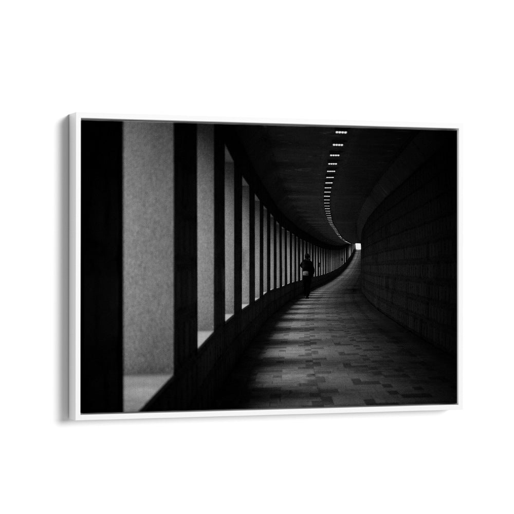 Elegant A CORNER, PHOTOGRAPHY PRINTS showcasing a modern, curved corridor, perfect for enhancing your space.