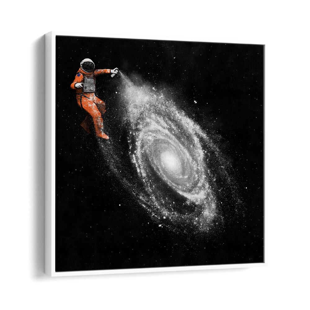 Astronaut spraying stardust in a galaxy, showcasing SPACE ART, SURREAL ART PRINTS by Florent Bodart.