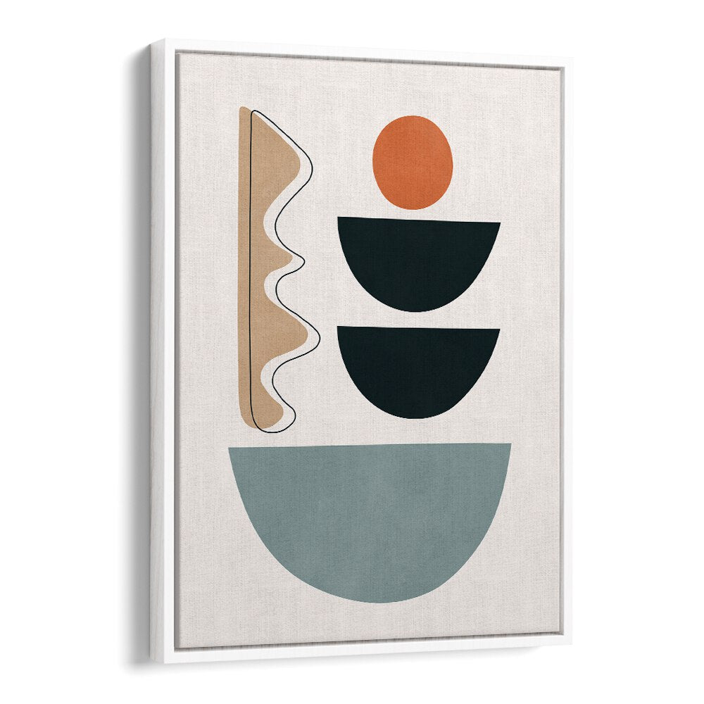 Colorful SEMICIRCLES V, BOHO ART PAINTINGS featuring geometric shapes, perfect for modern decor and educational spaces.