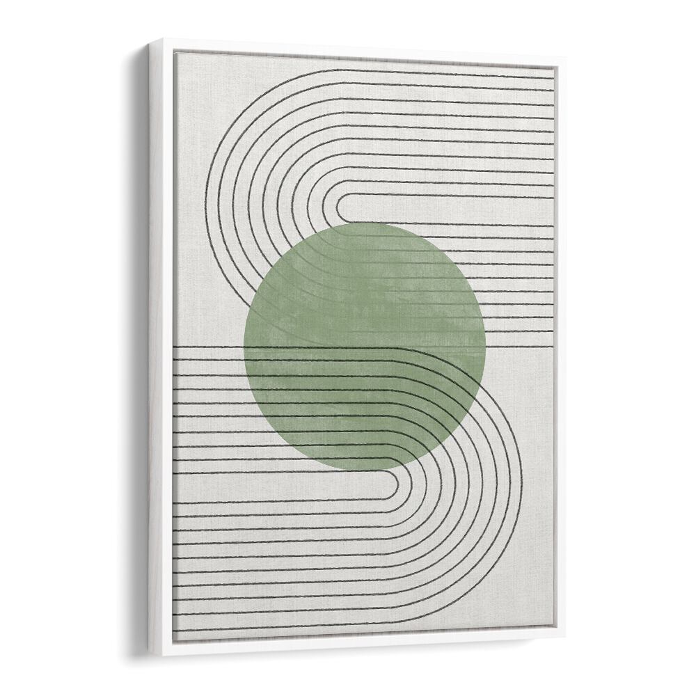 Enhance your space with GREEN BALANCE NO.V, BOHO ART PAINTINGS, showcasing serene greens and elegant lines.