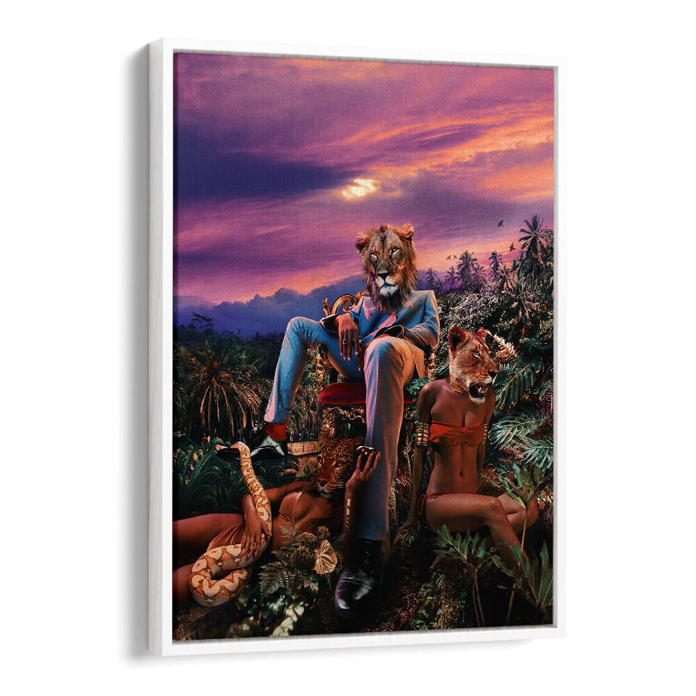 Whimsical ANIMAL MAFIA, ALTERED ART PRINTS blend surrealism with bold colors, perfect for unique decor.