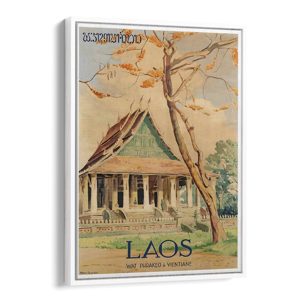 Stunning LAOS I, VINTAGE TRAVEL POSTERS showcase the beauty of Wat Phra Keo in Vientiane, perfect for decor enthusiasts.