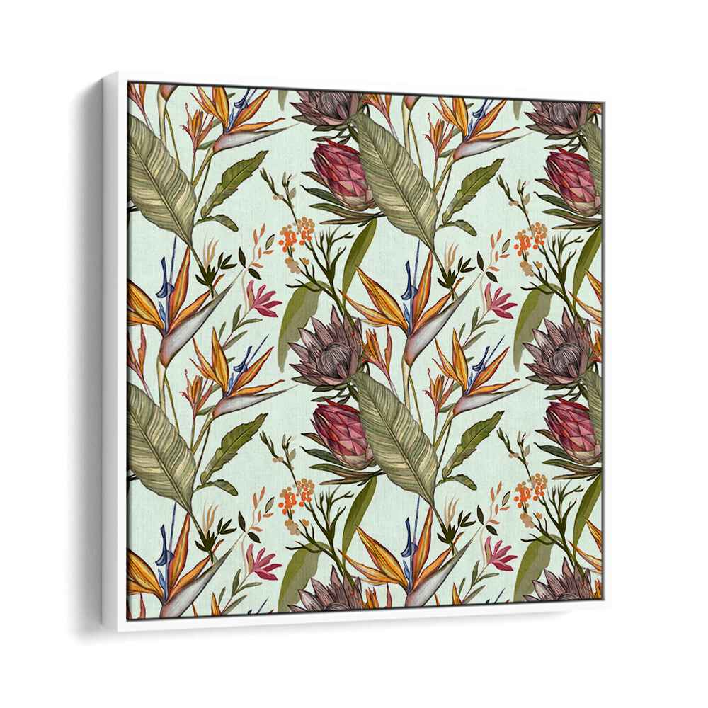 Vibrant SOLOS II, FLORAL FLOWER PAINTINGS featuring tropical blooms and lush greenery, perfect for modern decor.