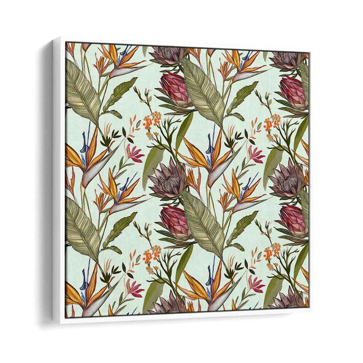 Vibrant SOLOS II, FLORAL FLOWER PAINTINGS featuring tropical blooms and lush greenery, perfect for modern decor.