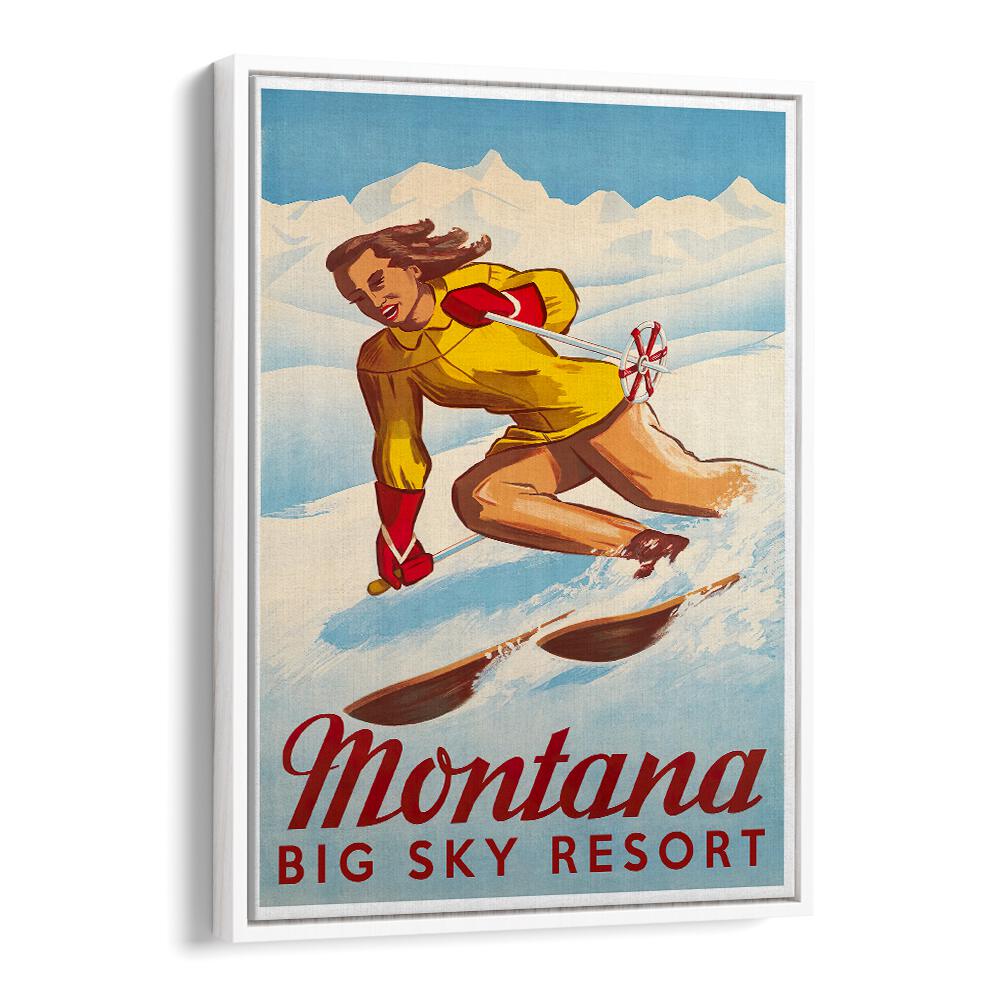 Vintage travel poster showcasing skiing at Montana's Big Sky Resort, perfect for MONTANA, VINTAGE TRAVEL POSTERS collection.