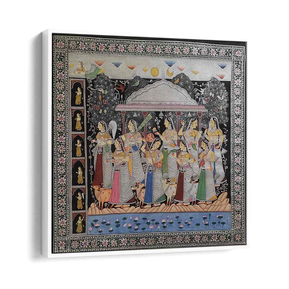 Exquisite KRISHNA GOPIKA, INDIAN ART PAINTINGS, showcasing the divine bond of Krishna and Gopika in vibrant colors.