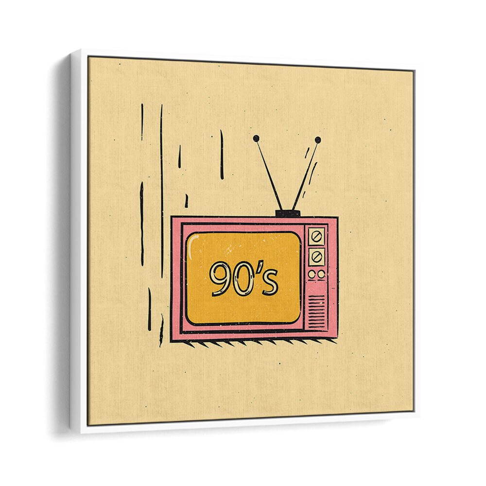 Retro TV art featuring "90's" design, perfect for fans of THE 90'S, MOVIE POSTERS. Ideal for nostalgic decor.