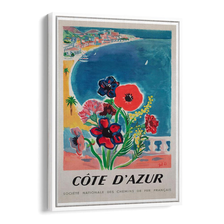 Bright floral design in COTE D'AZUR, VINTAGE TRAVEL POSTERS, capturing the charm of the French Riviera.
