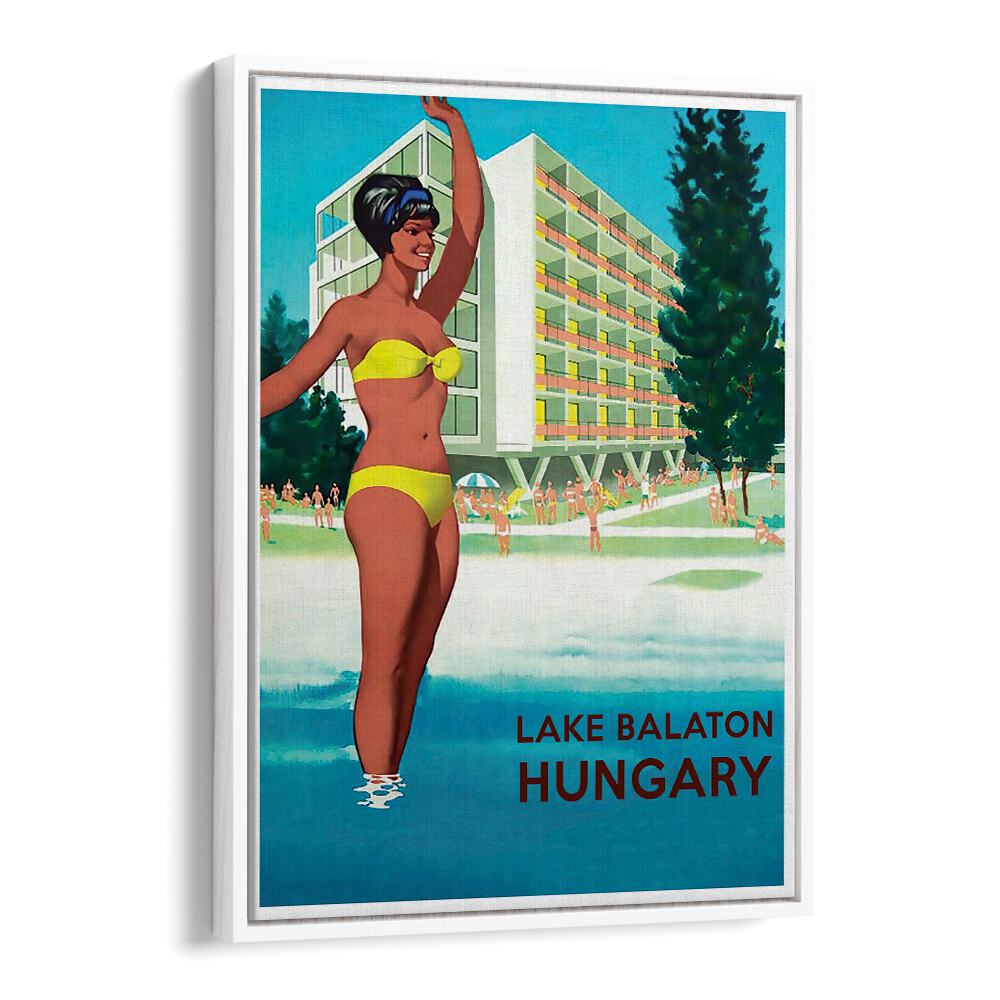 Vintage travel poster showcasing Lake Balaton in Hungary, perfect for decor lovers seeking HUNGARY, VINTAGE TRAVEL POSTERS.