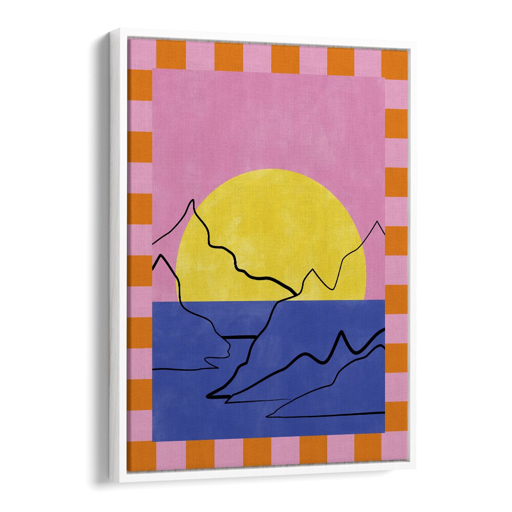 Vibrant DROWNING SUN, LANDSCAPE PAINTINGS by Elena Ristova showcasing a colorful sunset and serene ocean view.