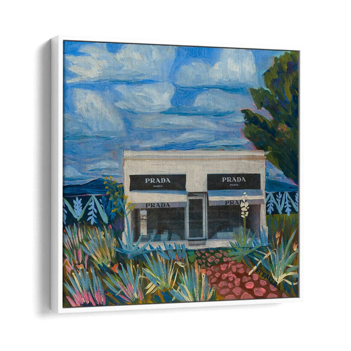 Elegant PRADA GARDEN, FASHION POSTERS showcasing a vibrant artistic interpretation of the iconic PRADA store.