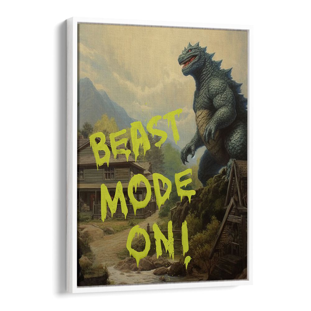 Bold BEAST MODE ON, QUOTES typography art by Dikhotomy inspires strength and motivation for any space.