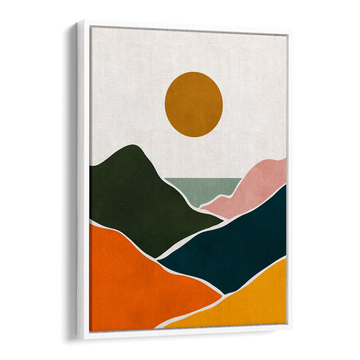 Bright and colorful WATERCOLOR VIII, LANDSCAPE PAINTINGS showcasing serene mountains and sun to enhance any decor.