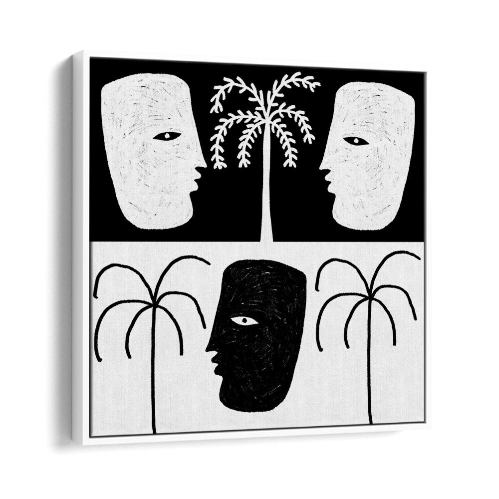 Stylish YEARNING I, BOHO ART PAINTINGS featuring elegant faces and palm trees, perfect for modern decor.
