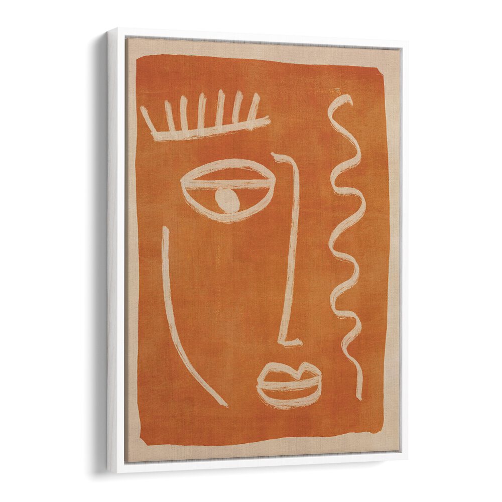 Stylish ABSTRACT FACE PORTRAIT, BOHO ART PAINTINGS in warm tones, perfect for adding bohemian charm to any space.
