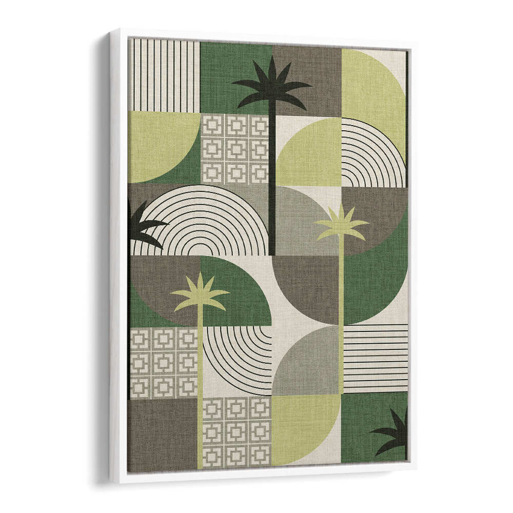 DESERT SHAPES AND PALMS GREEN , FLORAL FLOWER PAINTINGS