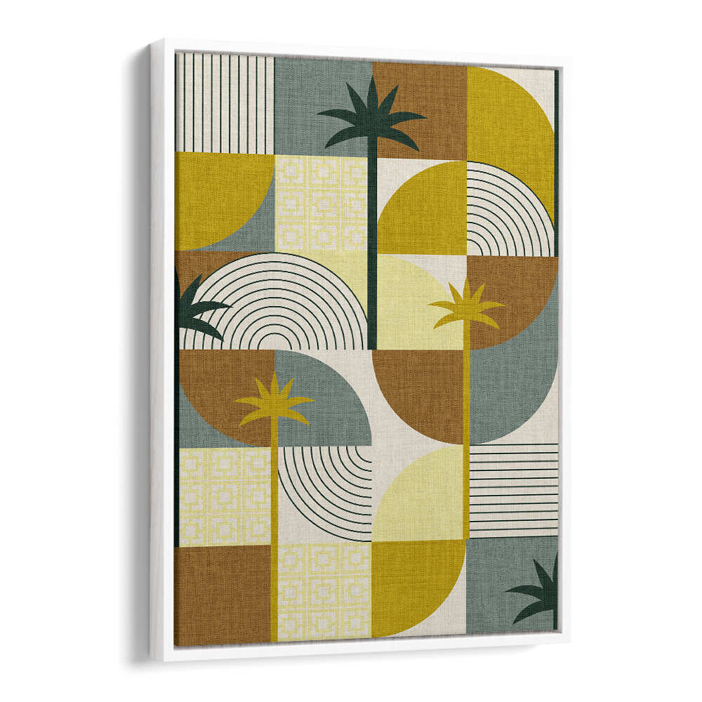 DESERT SHAPES ADN PALMS MUSTARD , BOHO ART PAINTINGS
